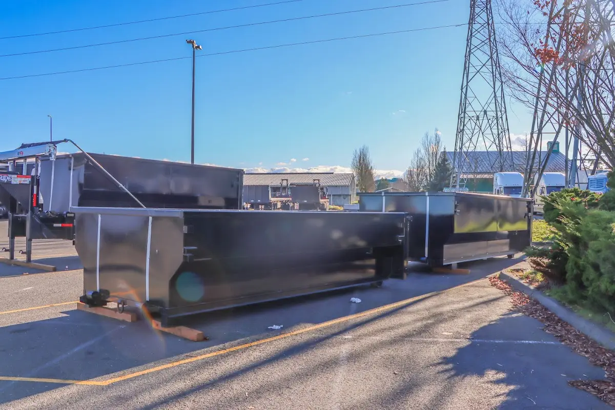 Roll-off dumpster ready for waste disposal at job site for Cleanout Dumpster Rental in Indianapolis